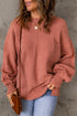 Ribbed Trim Lantern Sleeve Pocketed Sweater - Tote and Lounge