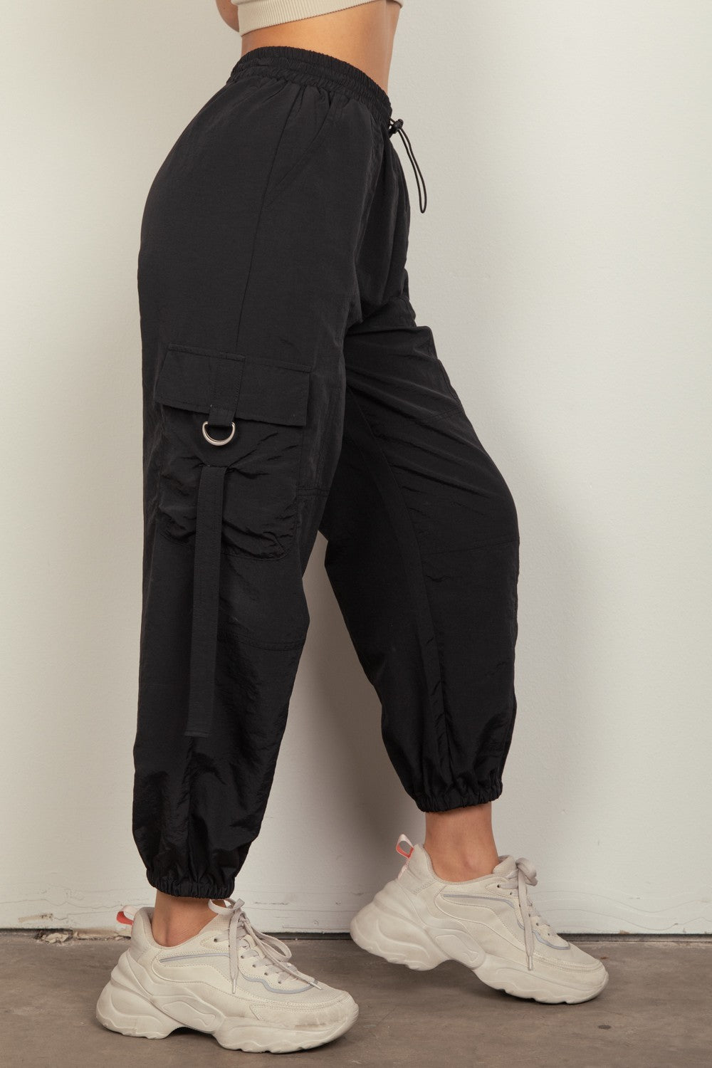 VERY J Elastic Waist Woven Cargo Pants - Tote and Lounge