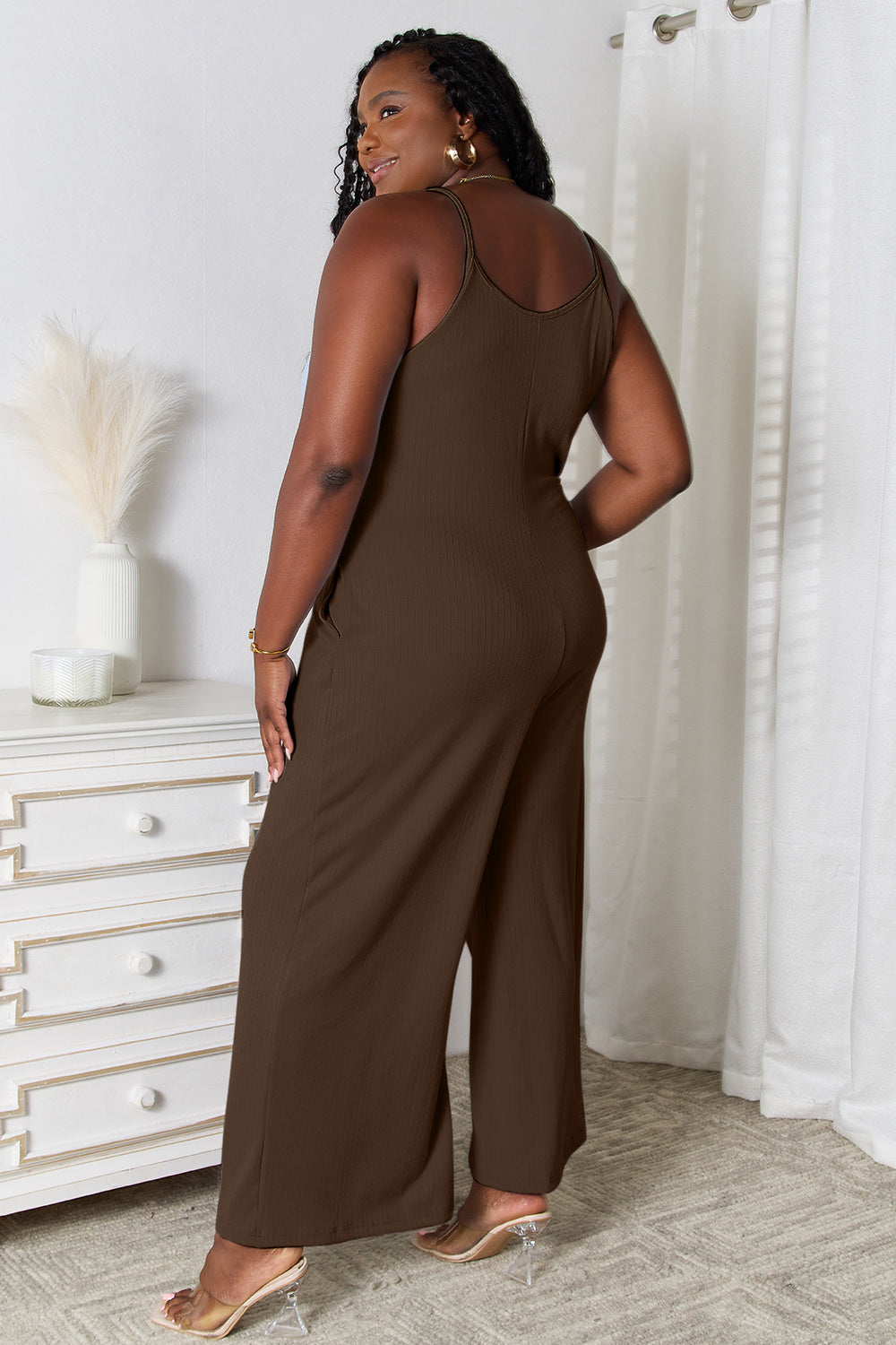 Basic Bae Full Size Spaghetti Strap V-Neck Jumpsuit - Tote and Lounge