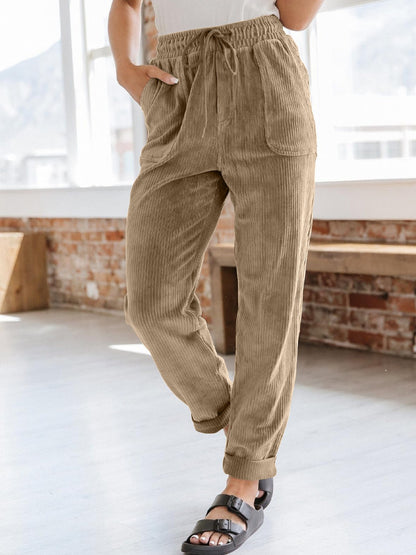 Drawstring Pants with Pockets - Tote and Lounge