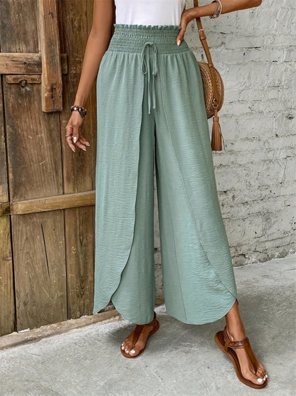 Tied High Waist Wide Leg Pants - Tote and Lounge