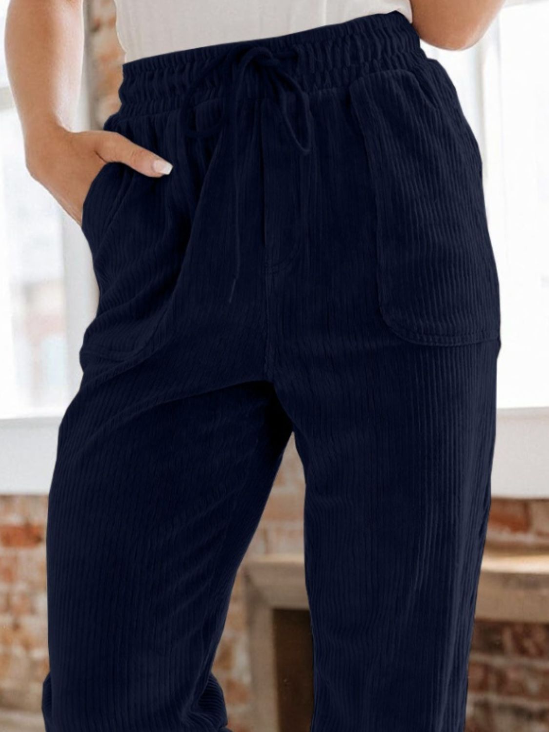 Drawstring Pants with Pockets - Tote and Lounge