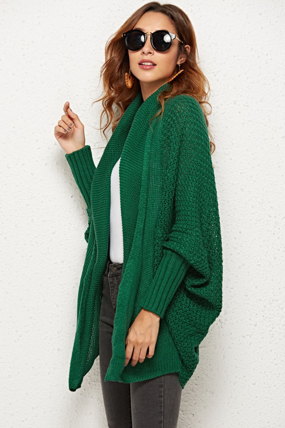 Open Front Dolman Sleeve Longline Cardigan - Tote and Lounge