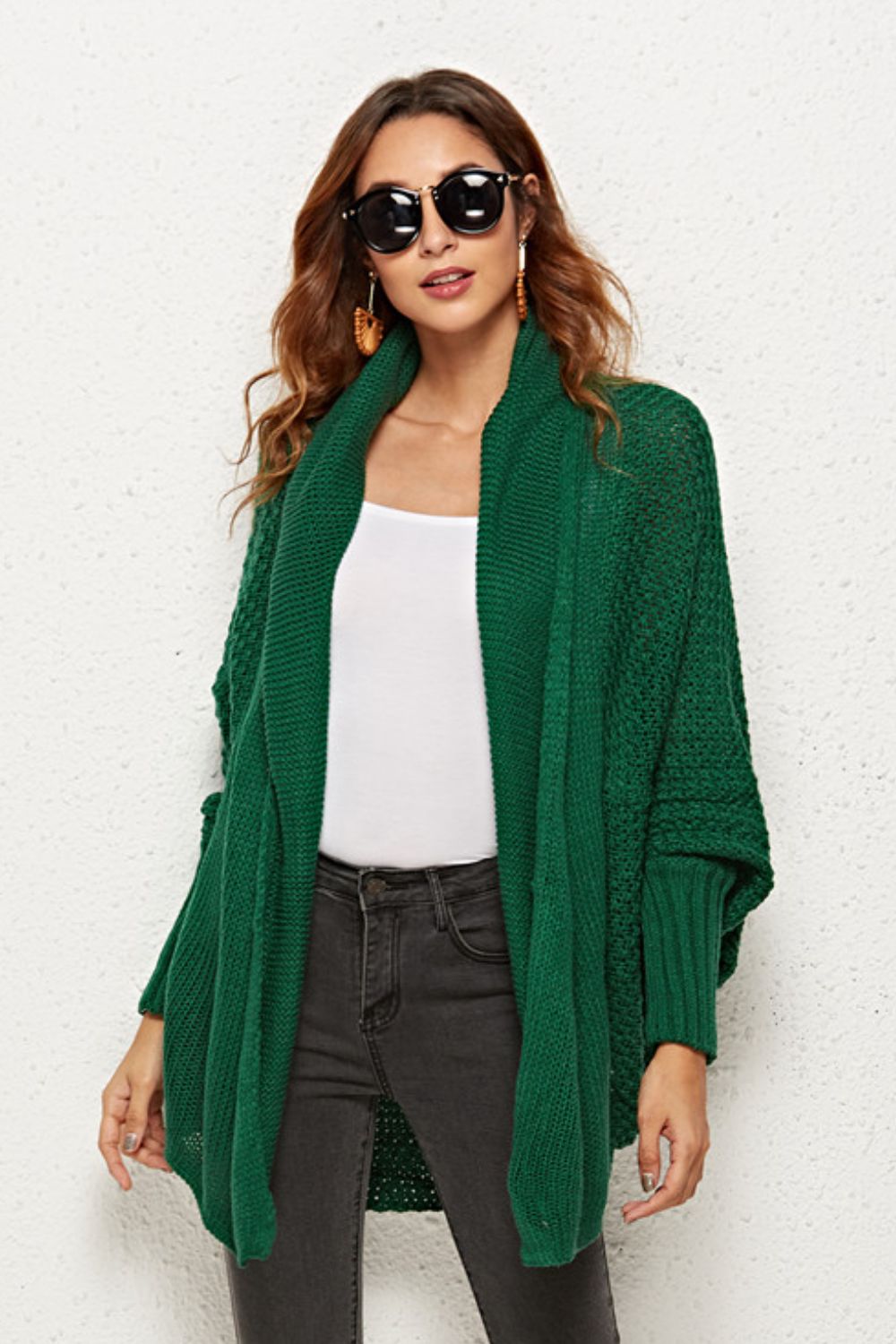 Open Front Dolman Sleeve Longline Cardigan - Tote and Lounge