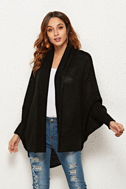 Open Front Dolman Sleeve Longline Cardigan - Tote and Lounge