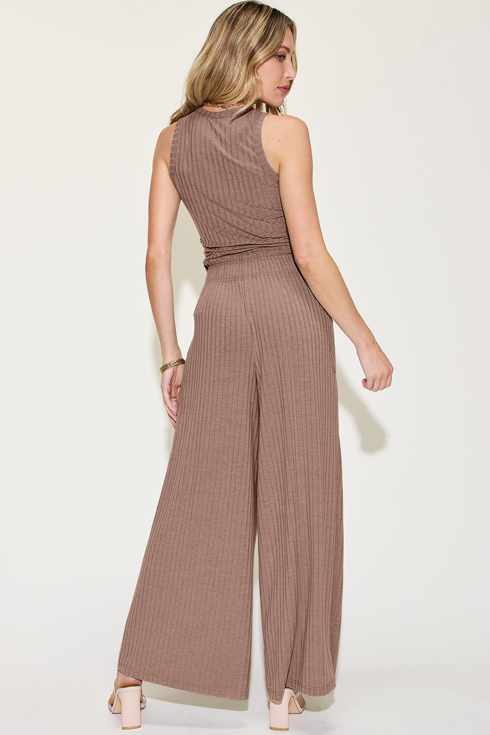 Basic Bae Full Size Ribbed Tank and Wide Leg Pants Set - Tote and Lounge