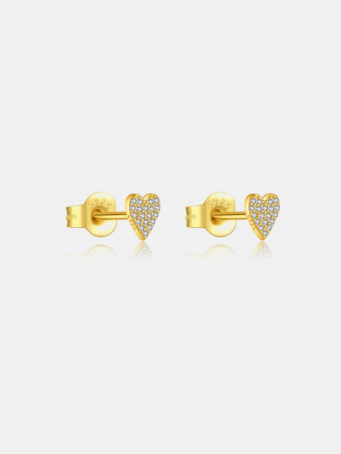 925 Sterling Silver Zircon Heart Stud Earrings - Tote and Lounge