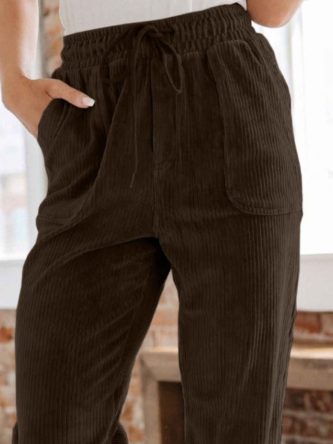 Drawstring Pants with Pockets - Tote and Lounge