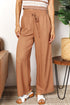 Double Take Drawstring Smocked Waist Wide Leg Pants - Tote and Lounge