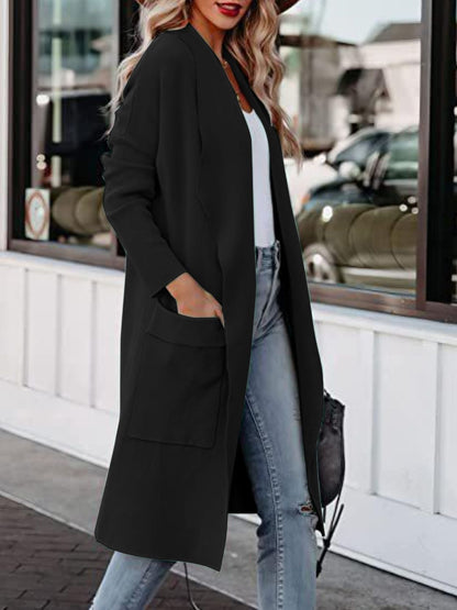 Open Front Dropped Shoulder Outerwear - Tote and Lounge